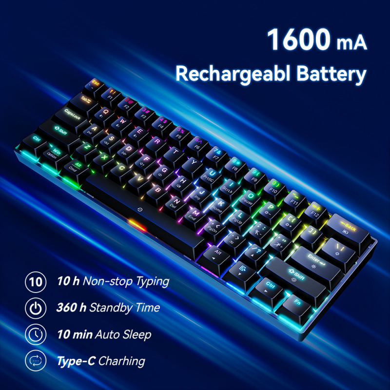 Esports Gaming Uk - Bluetooth Üç Modlu Mekanik Klavye61Key RGB